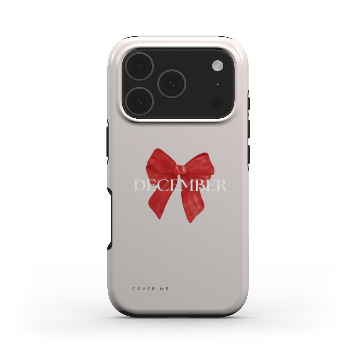 Chic "December" Holiday MagSafe Tough Phone Case with Red Bow