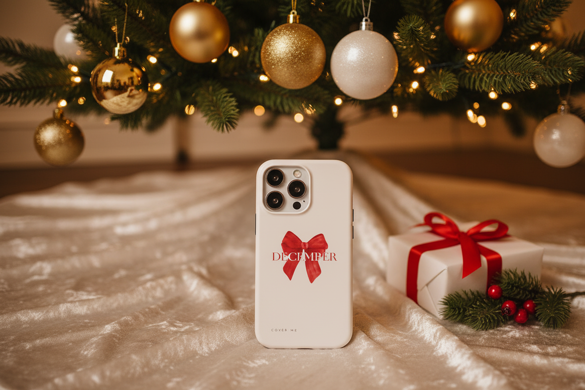 Chic "December" Holiday MagSafe Tough Phone Case with Red Bow