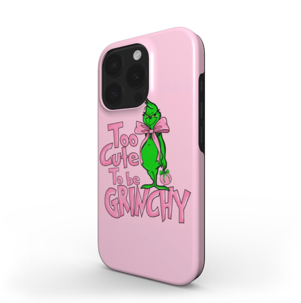 Too Cute To Be Grinchy Pink Christmas MagSafe Tough Phone Case
